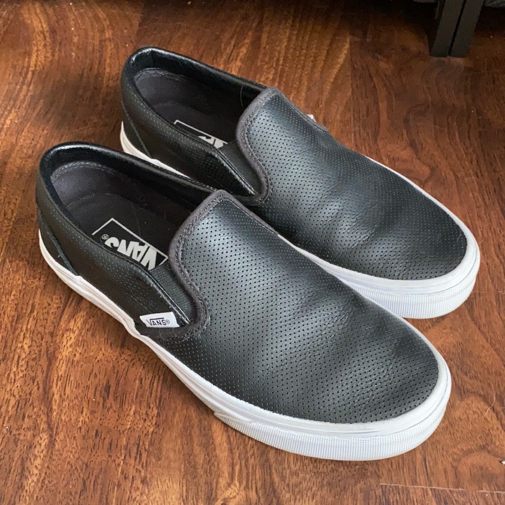 Black leather Vans